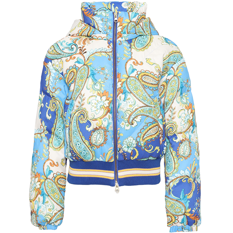 RucoLine印花短款连帽羽绒服