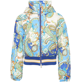 【鹅绒】Ruco Line如卡莱 印花加厚保暖羽绒服女连帽短款羽绒外套