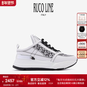 Ruco 女6cm增高鞋 Line如卡莱真羊皮字母印花百搭半拖鞋 透气休闲鞋