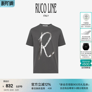 纯棉T恤男印花时尚 Line如卡莱字母短袖 Ruco 百搭全棉上衣 棉