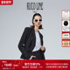 Ruco 外套女黑色荷叶边西服简约修身 Line如卡莱新款 西装