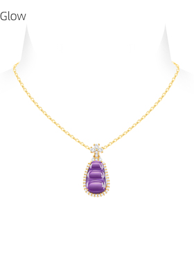 天然紫水晶吊坠四季豆项链