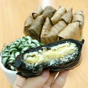 純手工餅 gai 特產(chǎn) 黑糯米餅 5個(gè)裝 banh 新鮮艾葉餅