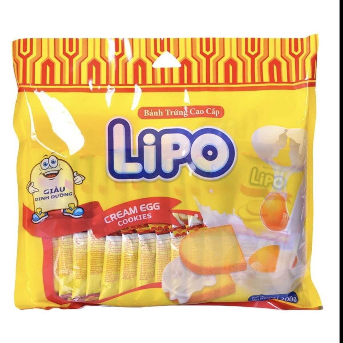 越南进口Lipo面包干300g鸡蛋酥性奶油饼干小零食批发独立包装
