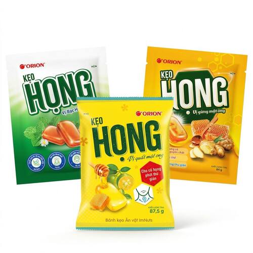 Goi Keo Ngam Hong Orion 进口好丽友果味糖果柠檬蜂蜜生姜味硬糖