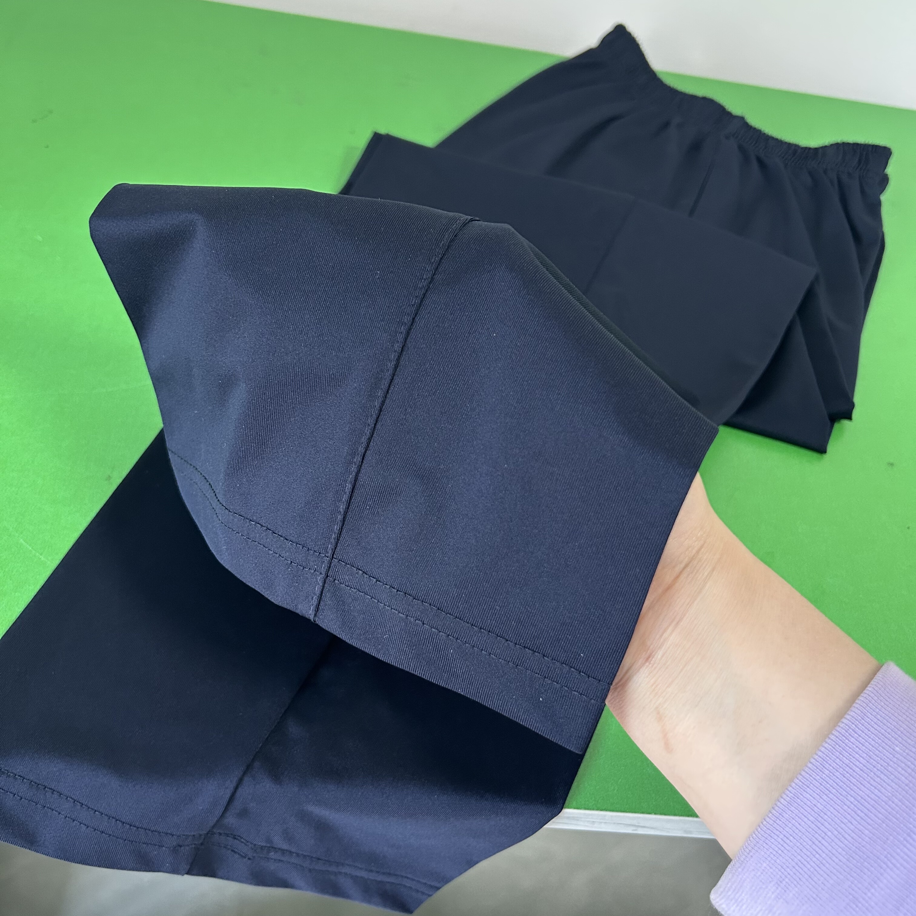 春秋款无杠净版藏青色校服裤子两条杠中小学直筒宽松校裤运动裤