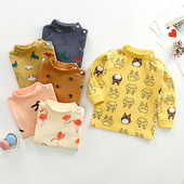 男童高领秋衣长袖 T恤儿童打底内衣居家服1岁上衣女宝宝纯棉打底衫