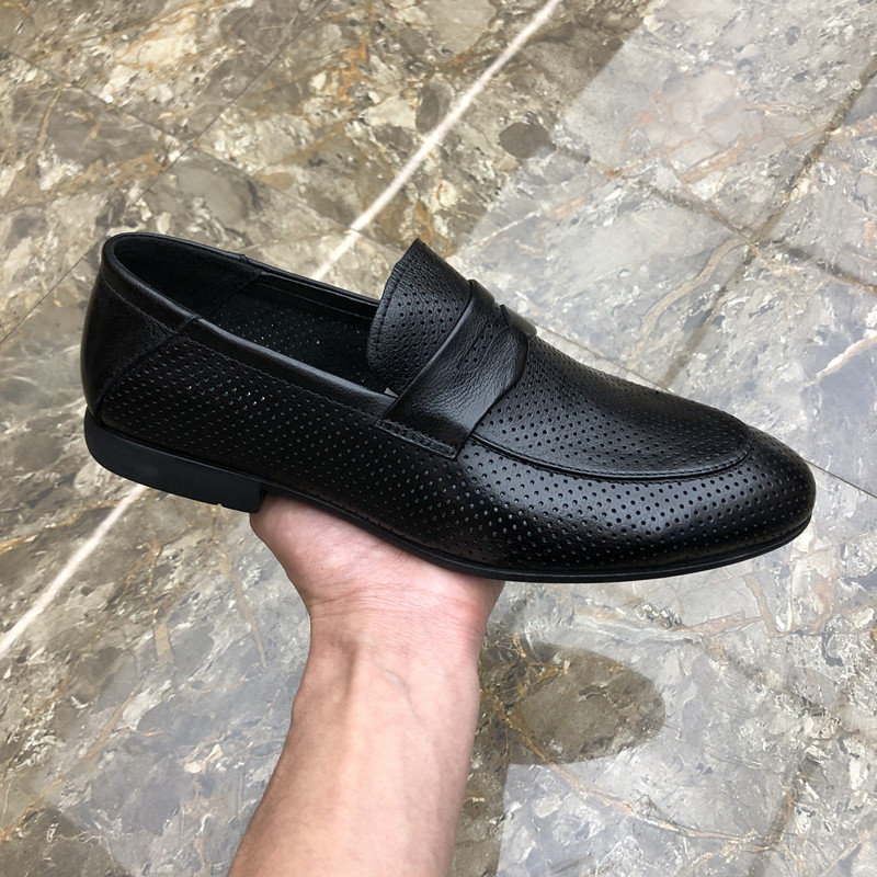 低跟商务休闲打孔真皮皮鞋男鞋