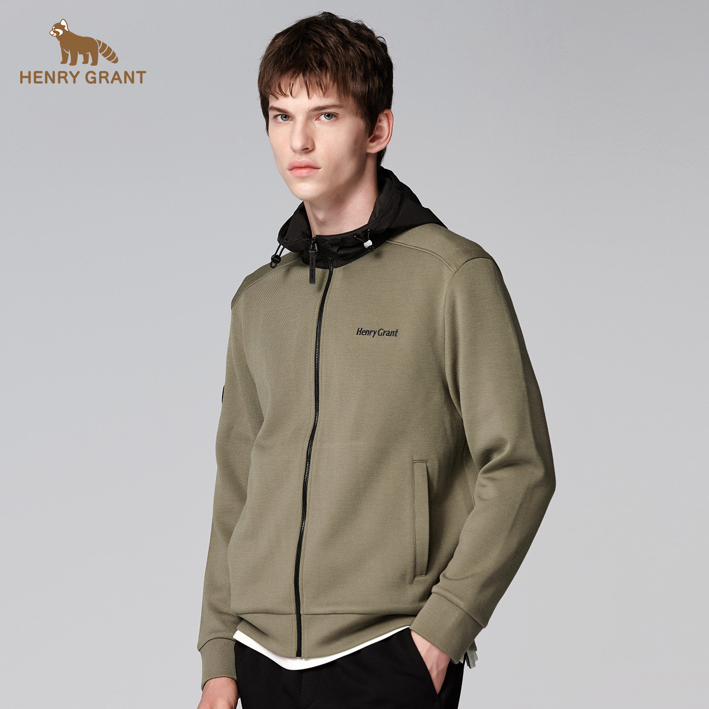 亨利格兰连帽羊毛开衫男士2025秋冬潮流新款简约百搭保暖运动外套