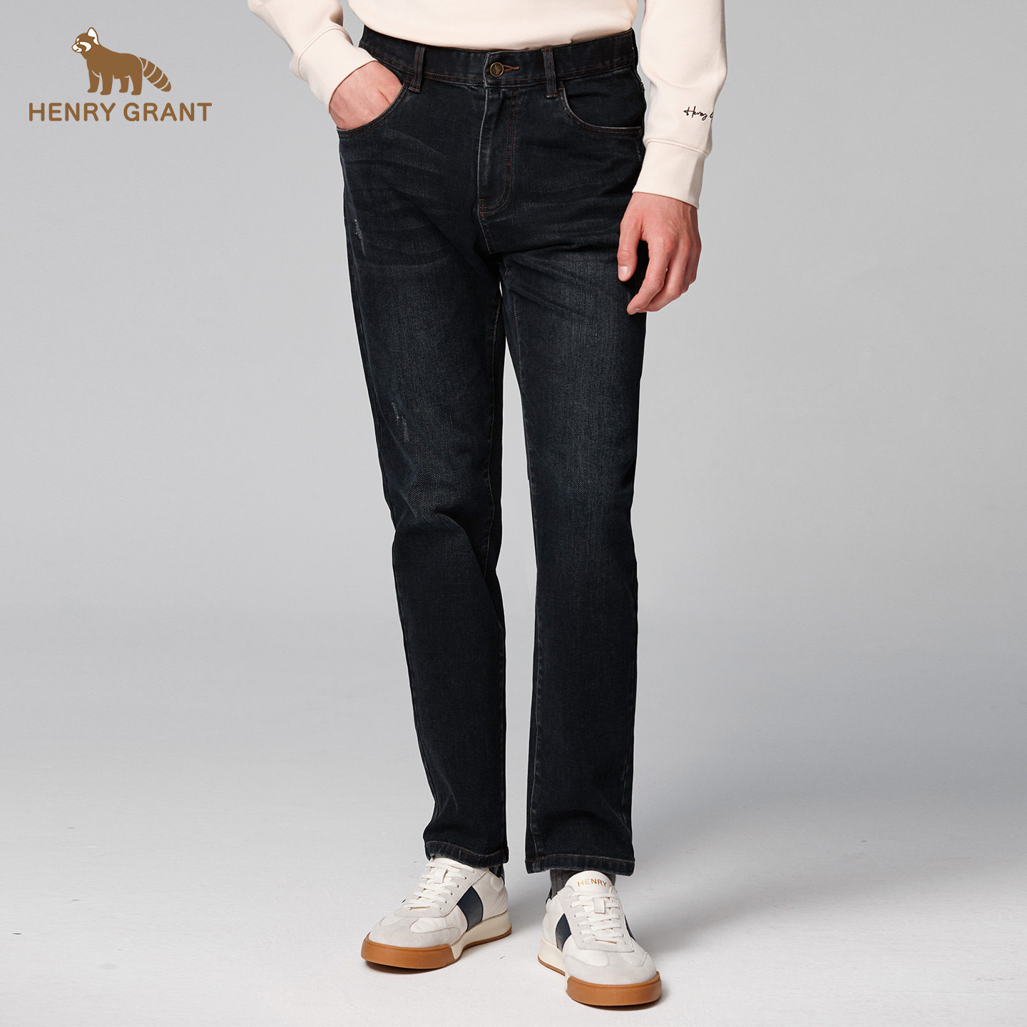 亨利格兰秋冬新品牛仔裤男士英伦休闲深色微弹长裤百搭中高腰裤子,男装,牛仔裤,淘宝优惠券,粉丝福利购,淘宝优惠卷
