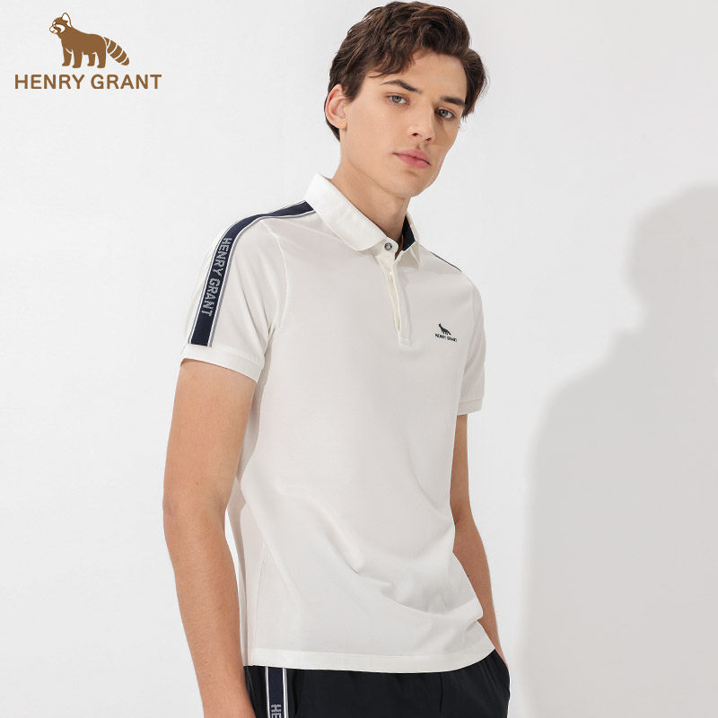 亨利格兰男 夏季新品小熊猫休闲轻薄百搭短袖T恤高尔夫户外polo
