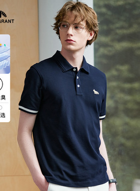 亨利格兰休闲短袖t恤男士2026年夏季潮流百搭商务弹力舒适polo衫