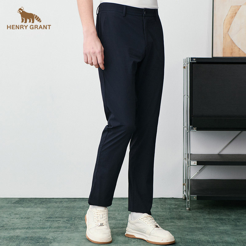 亨利格兰小熊猫春夏新品男商务运动高弹直筒休闲裤百搭青年通勤裤