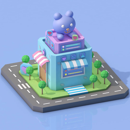 C4D插画小镇建模模型源文件