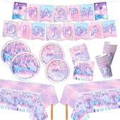 亚马逊Kpop猎魔女团主题女孩生日派对一次性桌布横幅背景布装 饰品