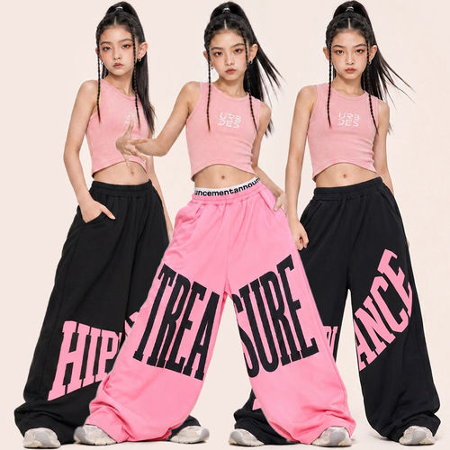 女童jazz爵士舞演出服儿童街舞服装女孩背心潮装少儿休闲运动卫裤