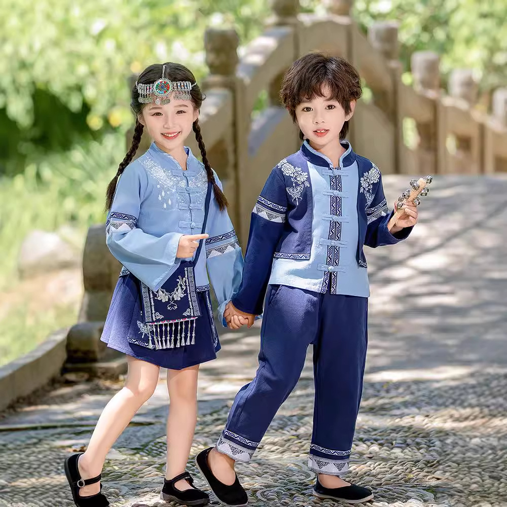 女童汉服2025春秋新款演出服中国风长袖三月三儿童表演服男童套装