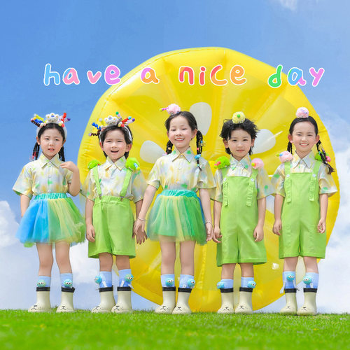 六一儿童表演服装幼儿园新款衬衫背带裤蓬蓬裙舞蹈服啦啦队演出服