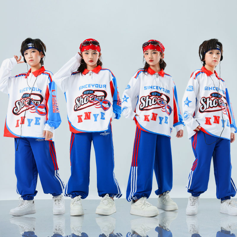 街舞儿童潮服秋季小学生运动会班服男童嘻哈演出服女童舞蹈表演服