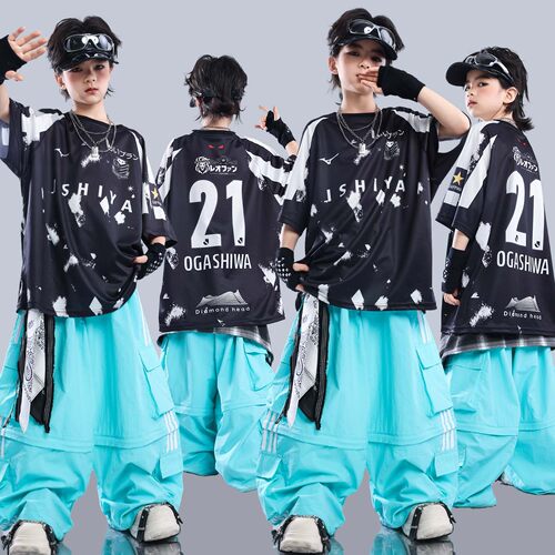 街舞儿童潮服男童嘻哈套装酷帅少儿hiphop演出服女童爵士舞服装夏