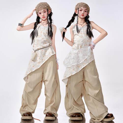 爵士舞女童服装潮酷女孩jazz街舞时髦套装夏女团走秀甜酷风演出服