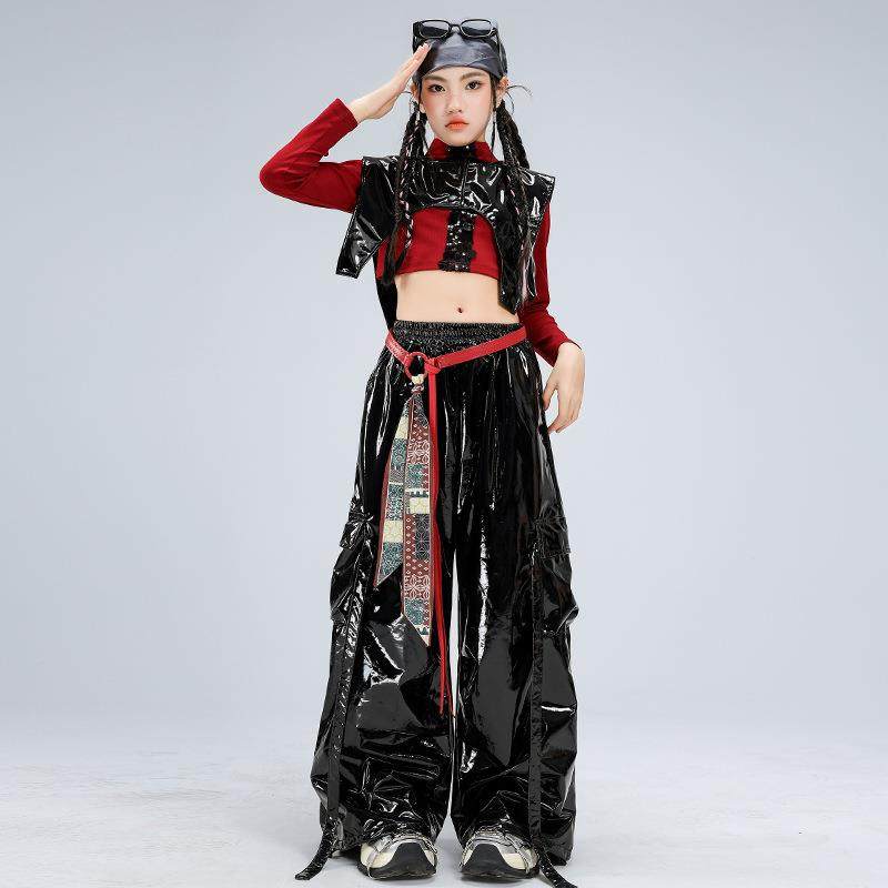 少儿爵士舞服装露脐黑红亮片皮裤套装女童jazz街舞潮服元旦演出服,童装/婴儿装/亲子装,儿童演出服,淘宝优惠券,粉丝福利购,淘宝优惠卷