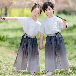 小学生唐装中国风班服夏季古装千字文表演服幼儿园园服六一演出服