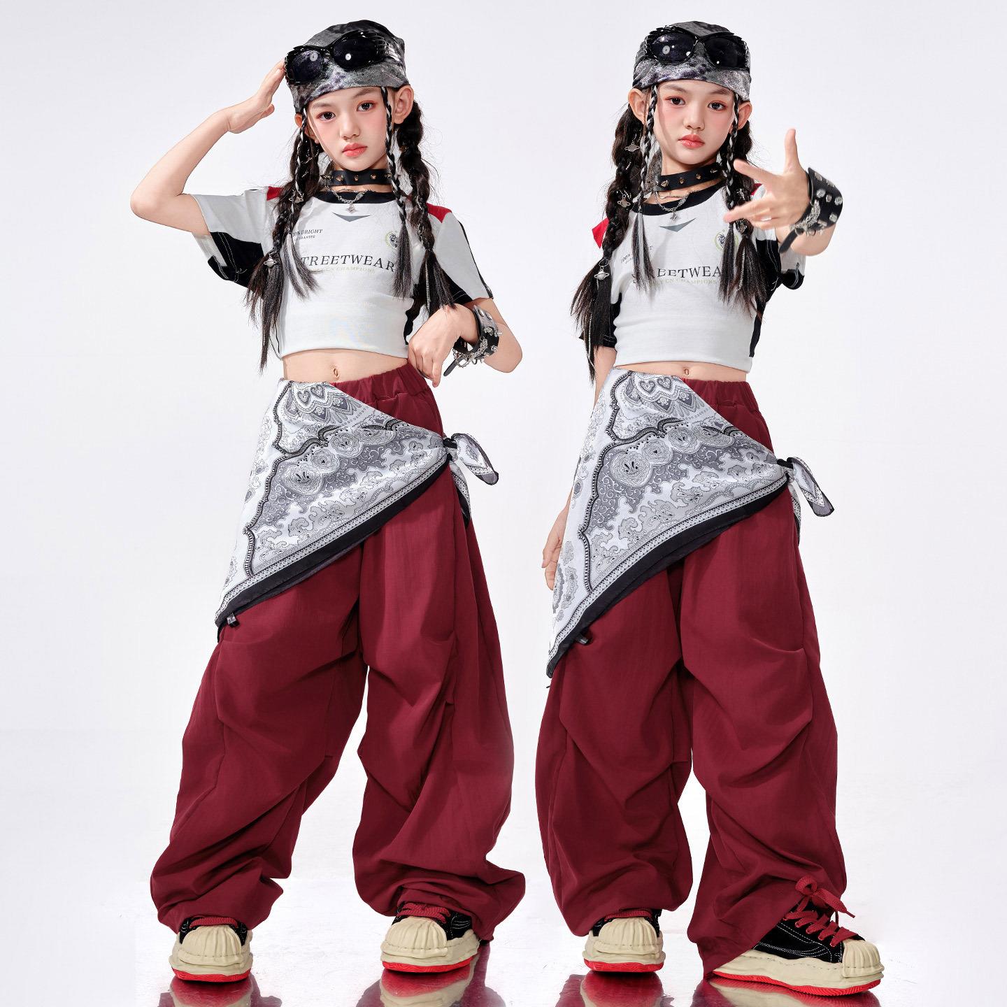 爵士舞女童服装潮酷女孩jazz街舞时髦套装夏女团甜酷风走秀演出服