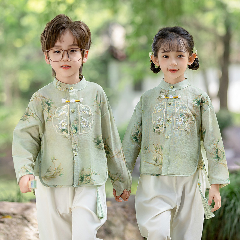 小学生汉服新中式套装春秋款亲子国风男女唐装国庆古风表演服国风