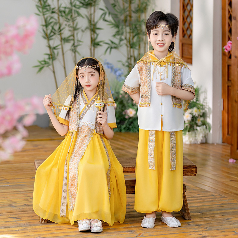 新款广西壮族三月三民族服装儿童哈尼族苗族彝族瑶族男女童演出服