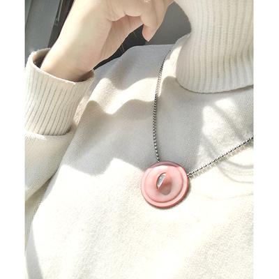 剑青手作皮具「Eyeballs」眼睛吊坠 手工皮革饰品 雾蜡粉色