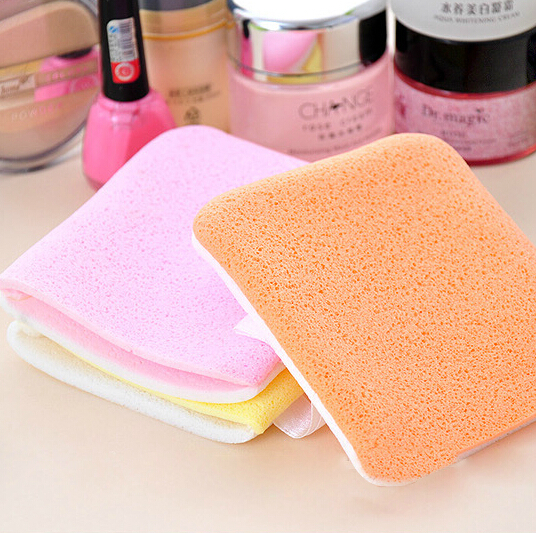 妮然新款 简妆化妆用粉扑 海藻洗脸粉扑两用手套