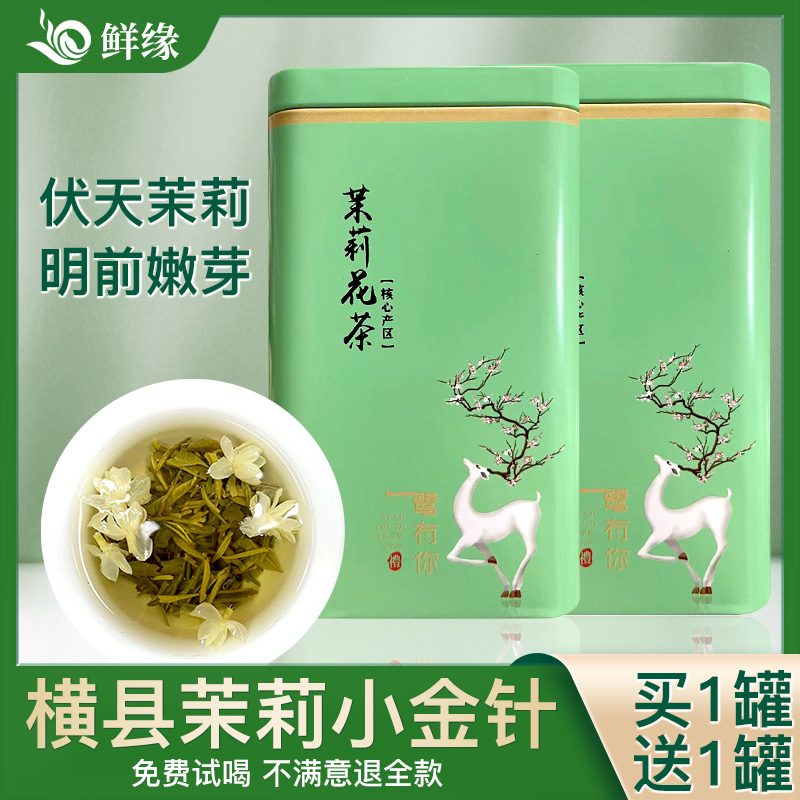 横县茉莉花茶2022新茶浓香型小金针飘雪罐装绿茶广西特级茶叶250g 茶 茉莉花茶 原图主图