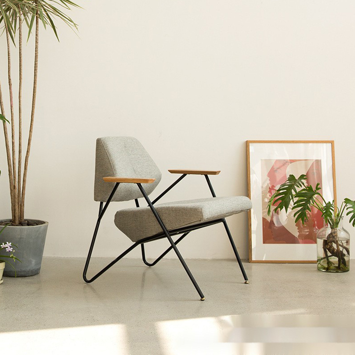 休闲风单椅沙发椅简约奶茶咖啡店酒店设计师北欧复古铁艺休闲椅子