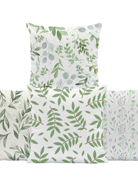 软装大靠枕现代简约绿色植物叶子45x45cm印花cushions床上儿童