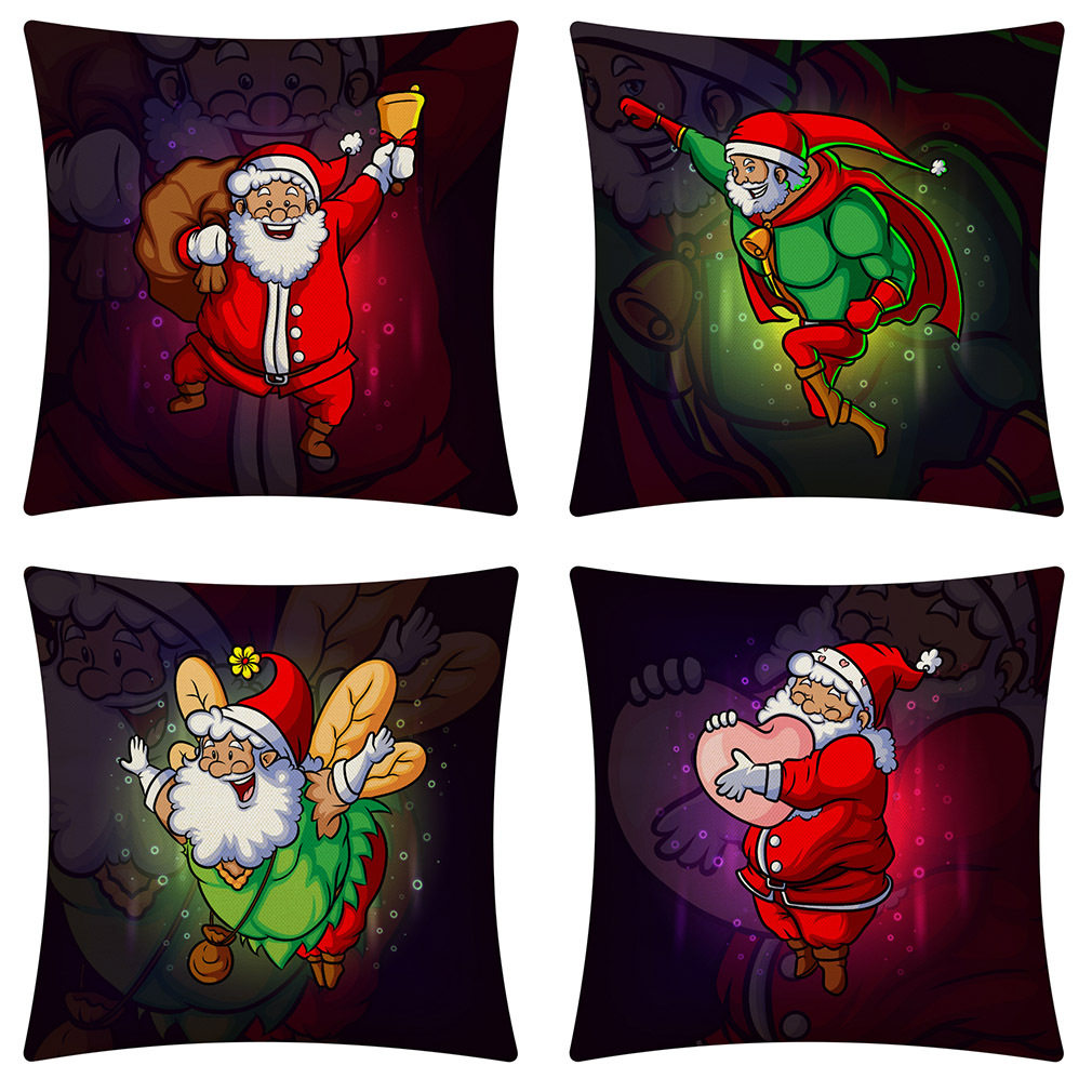 新品滑稽圣诞老人家居棉麻抱枕套汽车抱枕沙发抱枕靠垫