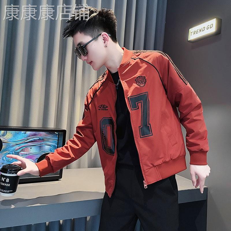 潮牌美式字母印花夹克男春秋潮流帅气棒球服高级感痞帅风上衣外套