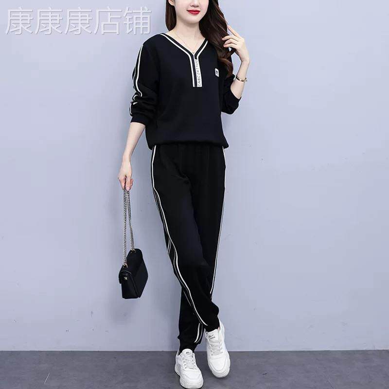 时尚运动套装大码女士洋气卫衣秋季2026新款休闲巨显瘦遮肉两件套