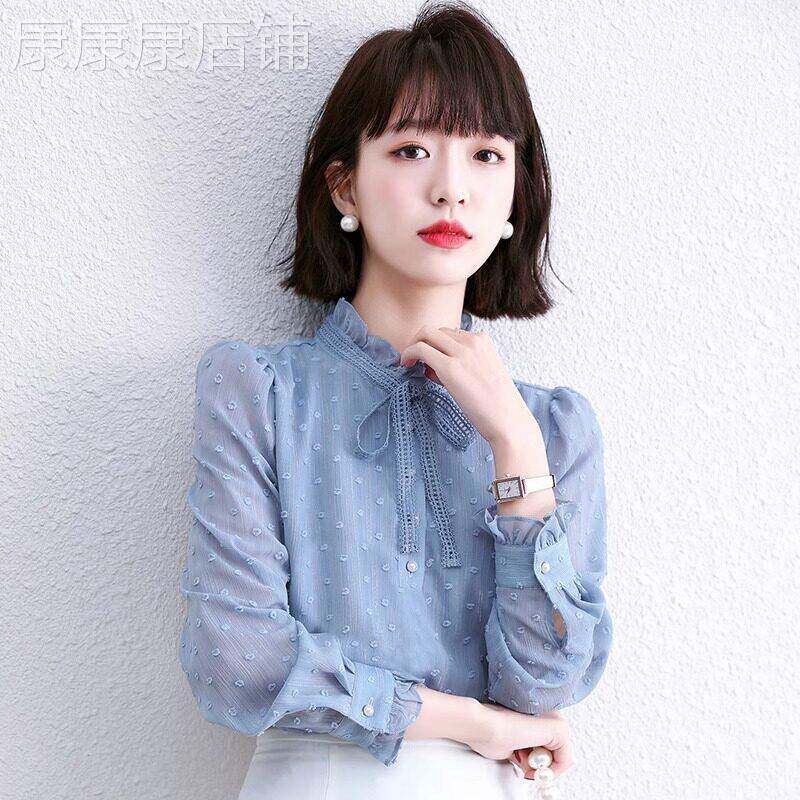 雪纺衫女春秋2026新款宽松显瘦时尚衬衫洋气长袖打底小衫衬衣上衣
