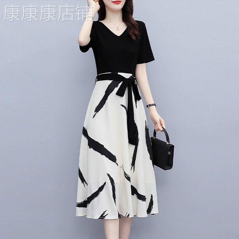 雪纺假两件套洋装女夏2025年新款时尚女装小个子气质洋派裙子潮