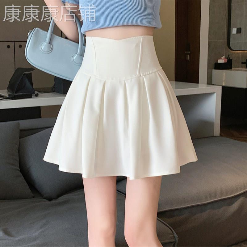 白色半身裙女夏季薄款2026新款高腰显瘦a字短裙小个子百褶伞裙子