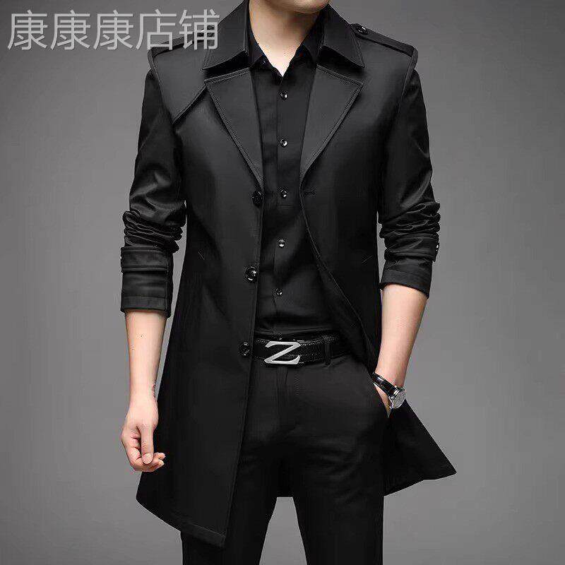 MK风衣外套男中长款春秋新款高端商务休闲中青年西装领男士大衣潮