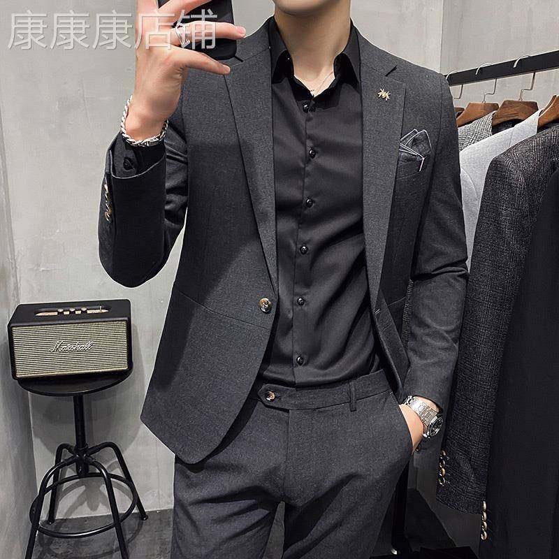 TWG休闲西装男士套装潮流高级感春秋季修身帅气大码小西装外套男