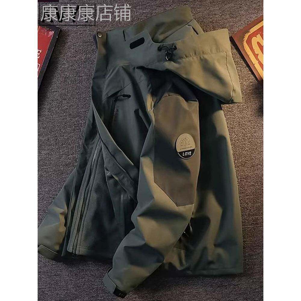 户外冲锋衣三合一男款可拆卸秋冬新款防风防水登山服外套加绒夹克