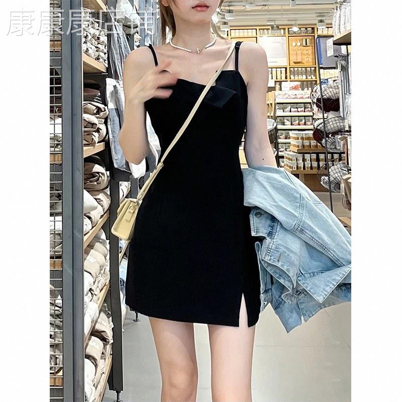 黑色吊带连衣裙女辣妹小黑裙夏季欧货包臀裙子小个子性感背心短裙