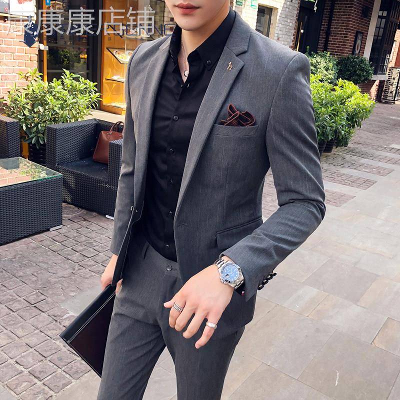 STIFER GENNE春秋西装套装男韩版婚礼新郎伴郎礼服修身西服两件套