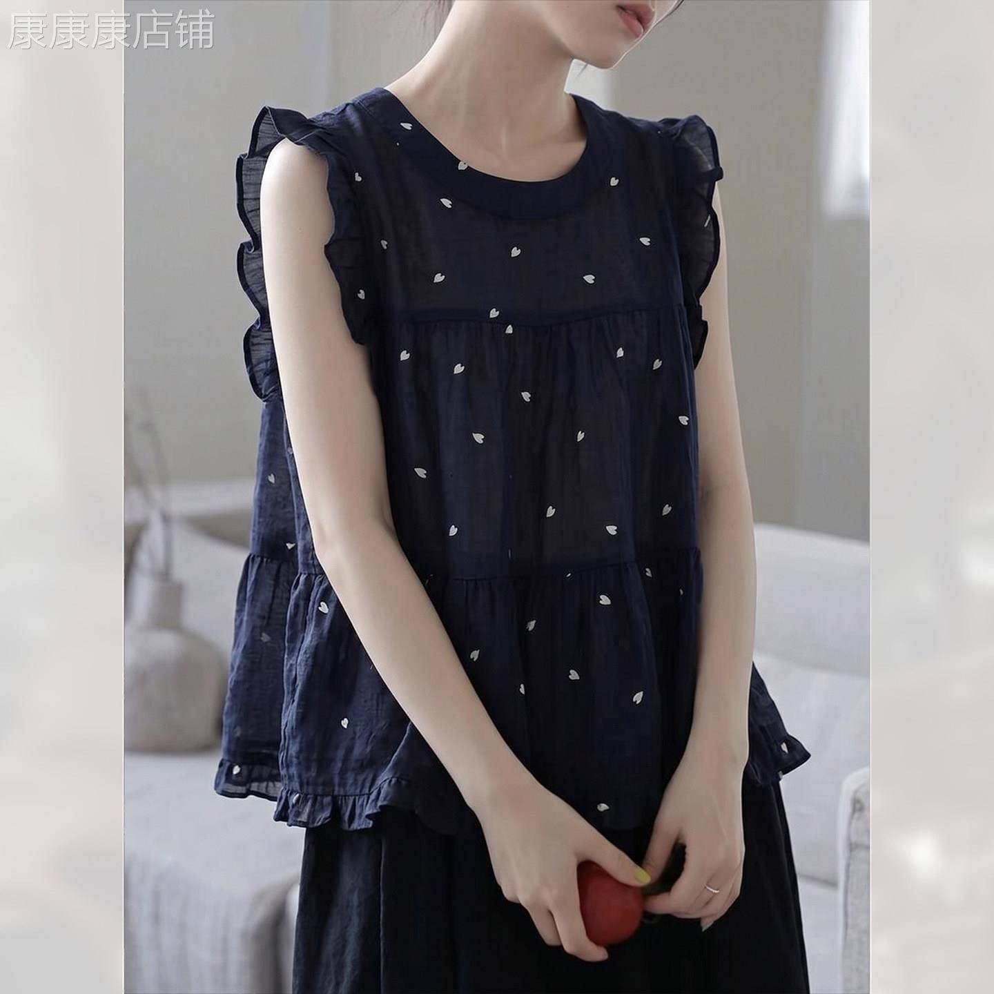 小众设计感波点背心衬衫女装夏季2026年新款轻薄无袖小衫上衣别致