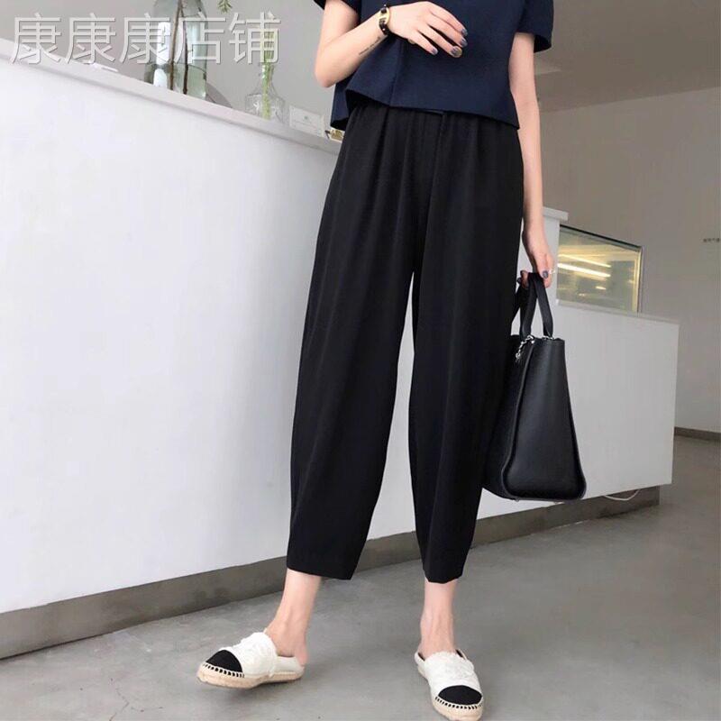 潮牌大码薄款西装萝卜裤女夏季2025年新款时尚宽松显瘦八分哈伦裤