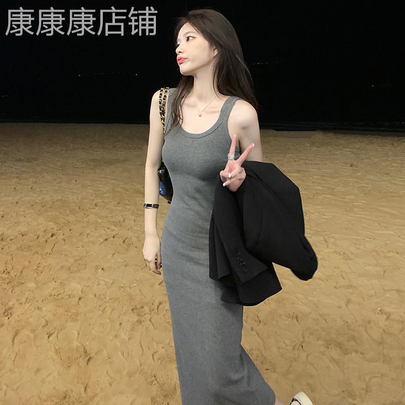 针织吊带裙女2025夏季流行单品法式气质打底裙海边度假吊带裙