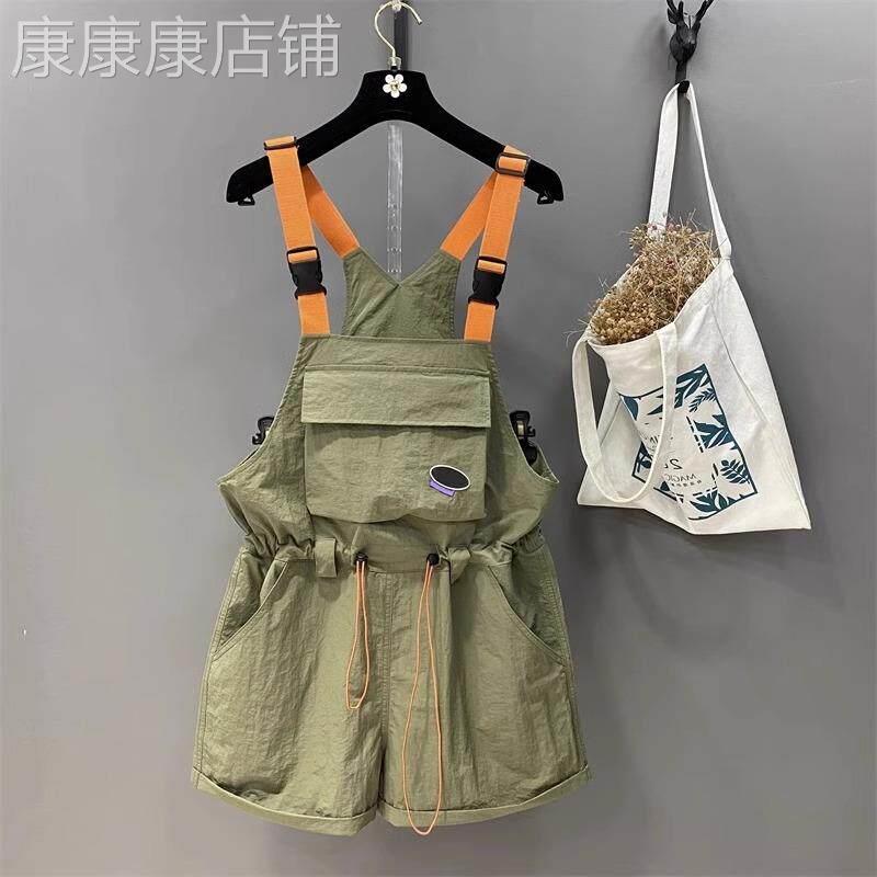 工装连身裤女夏季新款收腰显瘦休闲运动短裤时尚抽绳阔腿抱婴袋裤